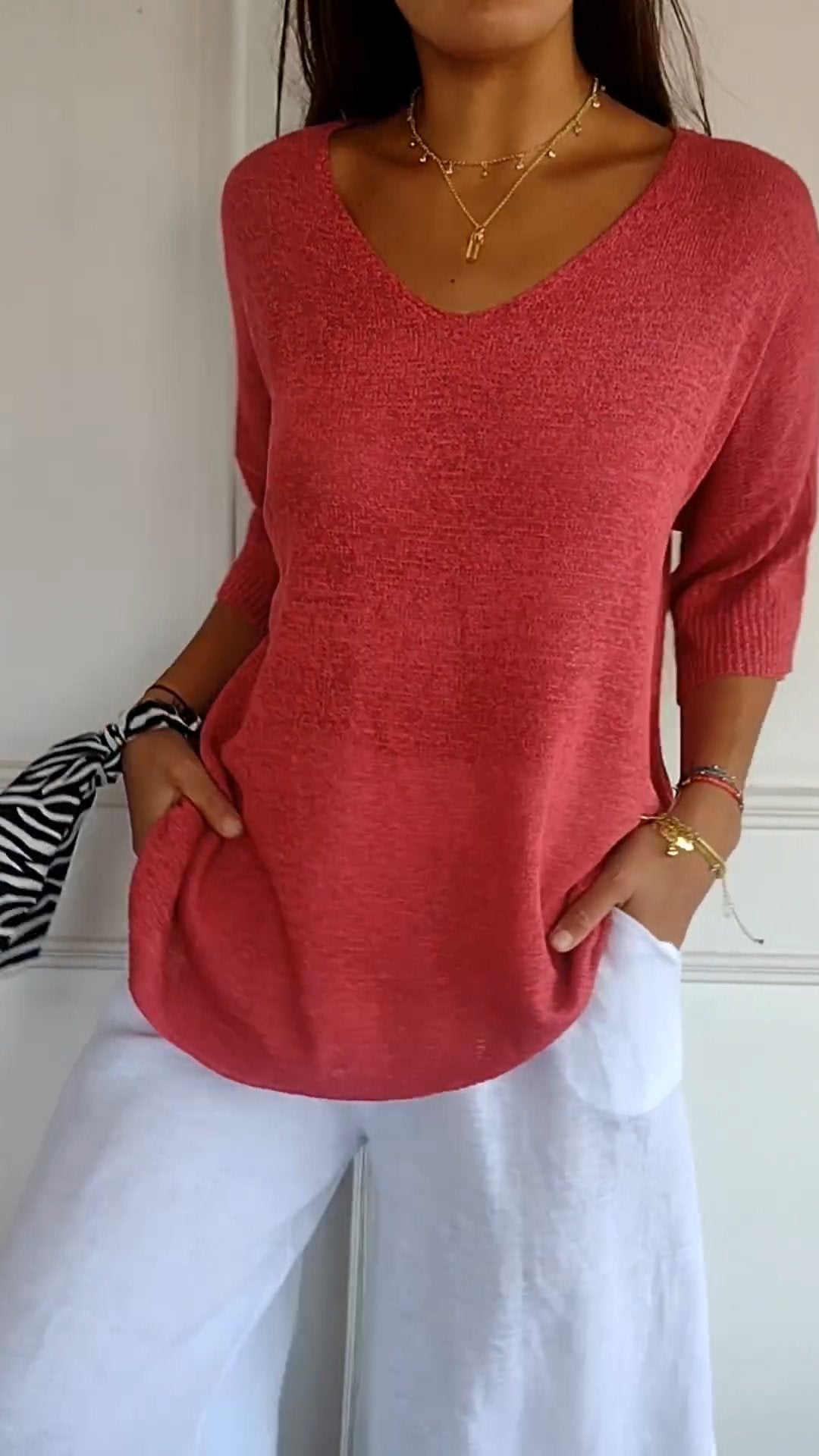 Berni Knit Top with V-neck